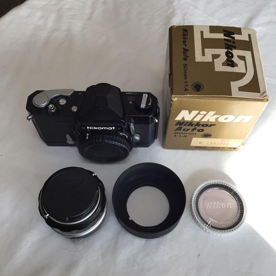 日本光学50mm f1.4元箱付、フードHS-12付、ニコマートFTN付セット