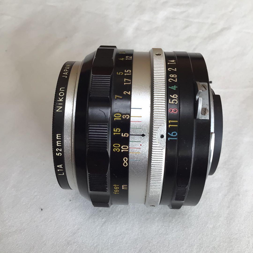 日本光学50mm f1.4元箱付、フードHS-12付、ニコマートFTN付セット
