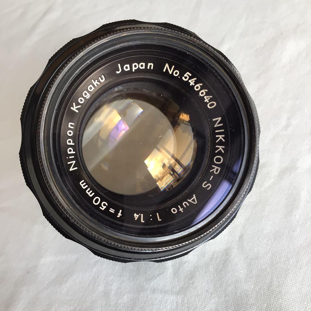 日本光学50mm f1.4元箱付、フードHS-12付、ニコマートFTN付セット