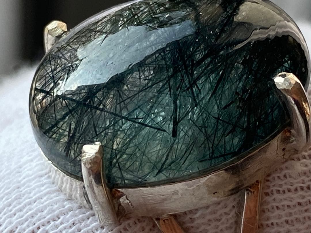 ブルー　ザギマウンテンクォーツ ザギ水晶 指輪　19号　エジリン シルバー