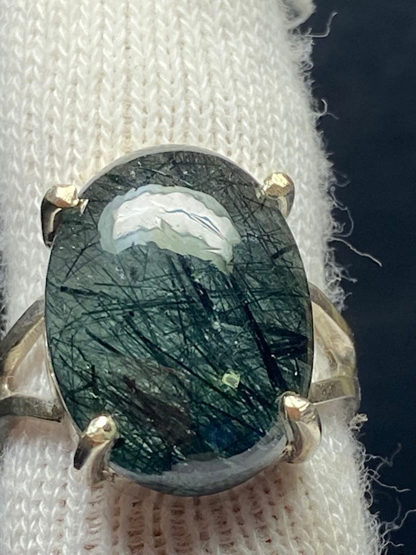 ブルー　ザギマウンテンクォーツ ザギ水晶 指輪　19号　エジリン シルバー