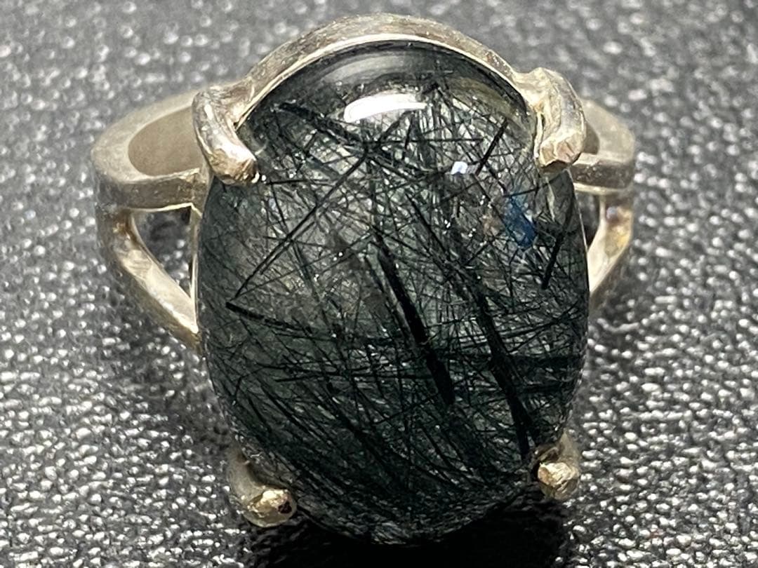 ブルー　ザギマウンテンクォーツ ザギ水晶 指輪　19号　エジリン シルバー