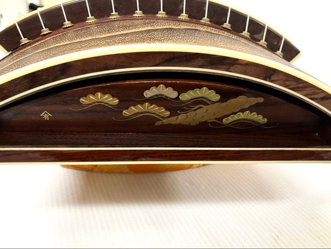 美品◆和琴◆13弦琴 全長183cm 琴柱／口前カバー／丸袋付き【引き取り歓迎】