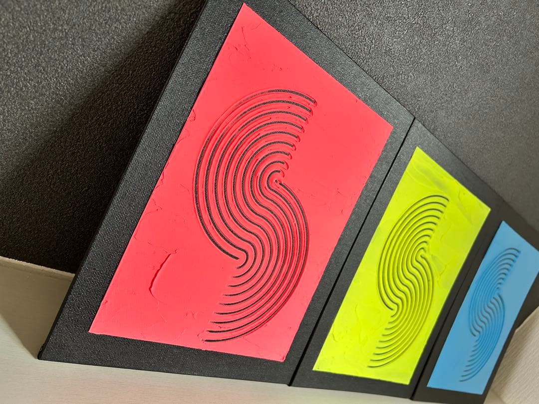 【3枚セット】ネオンテクスチャーアート 蛍光ピンク・イエロー・ブルー サイバー