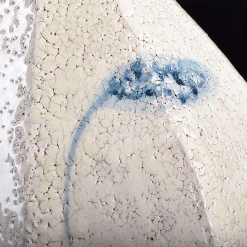 虎渓山　水月窯　染付　粉吹風　八角花瓶　共箱　C　7142