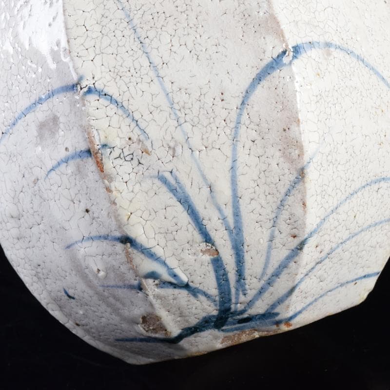 虎渓山　水月窯　染付　粉吹風　八角花瓶　共箱　C　7142