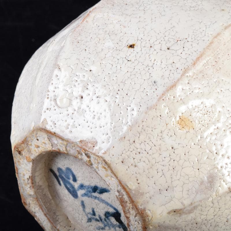 虎渓山　水月窯　染付　粉吹風　八角花瓶　共箱　C　7142