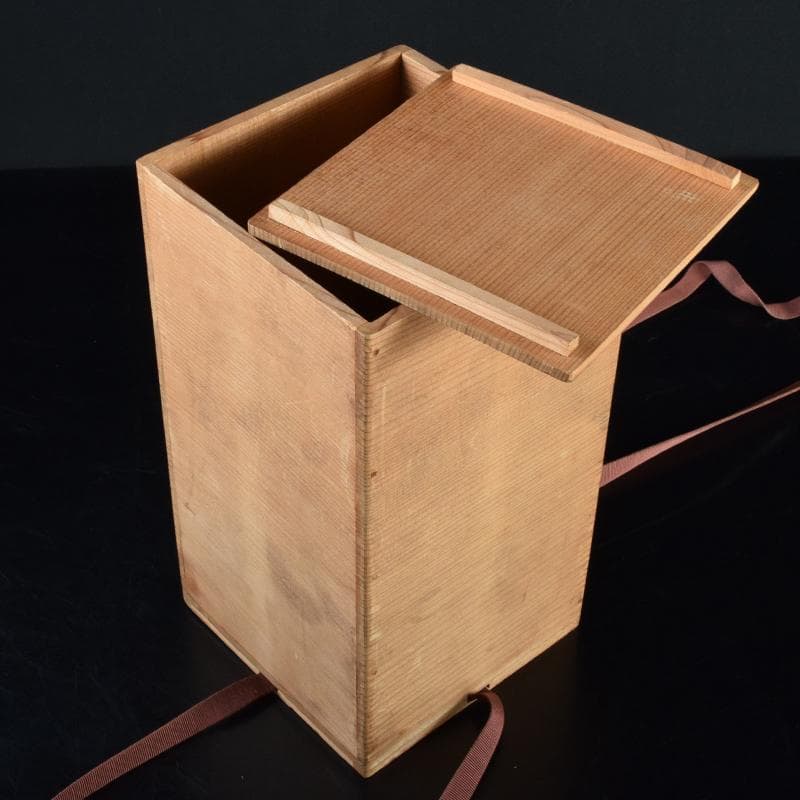 虎渓山　水月窯　染付　粉吹風　八角花瓶　共箱　C　7142