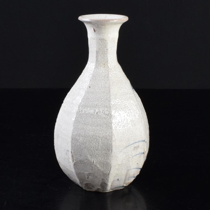 虎渓山　水月窯　染付　粉吹風　八角花瓶　共箱　C　7142