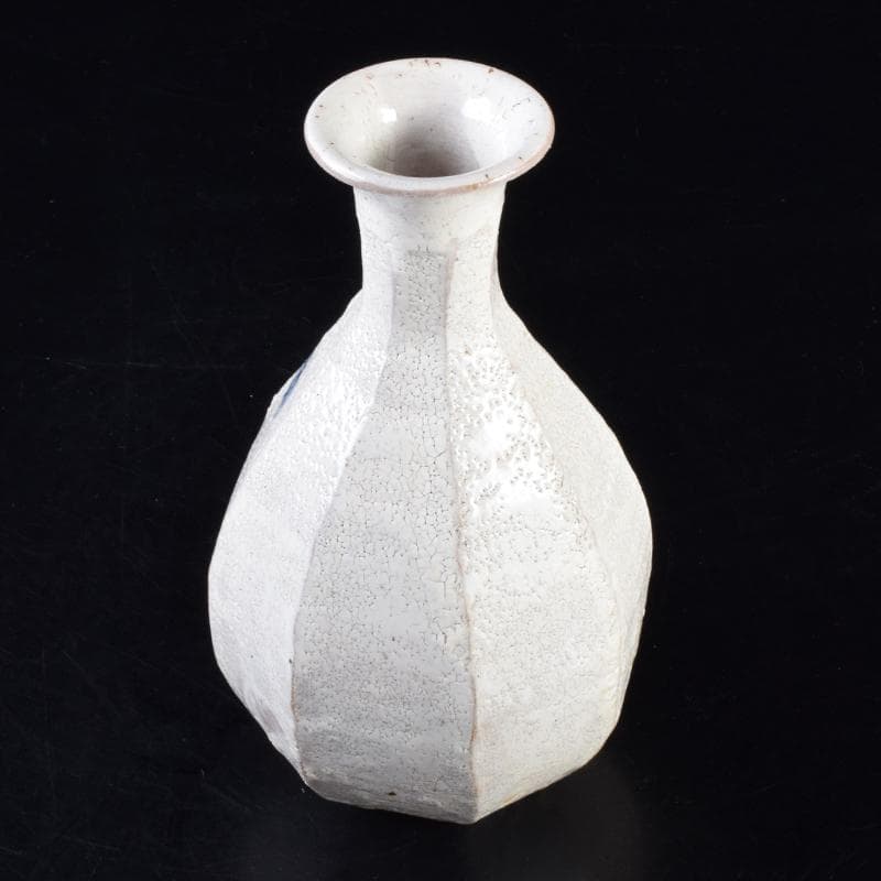 虎渓山　水月窯　染付　粉吹風　八角花瓶　共箱　C　7142