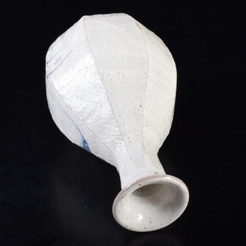 虎渓山　水月窯　染付　粉吹風　八角花瓶　共箱　C　7142