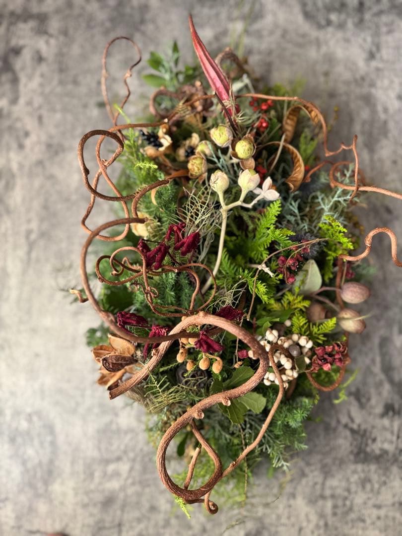 Xmasリース オブジェ 50cm インテリア ドライフラワーリース