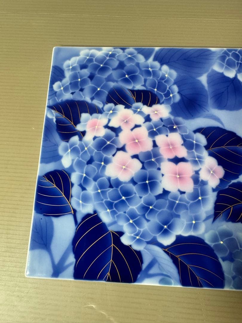 2895 深川製磁　紫陽花　陶板画　未使用