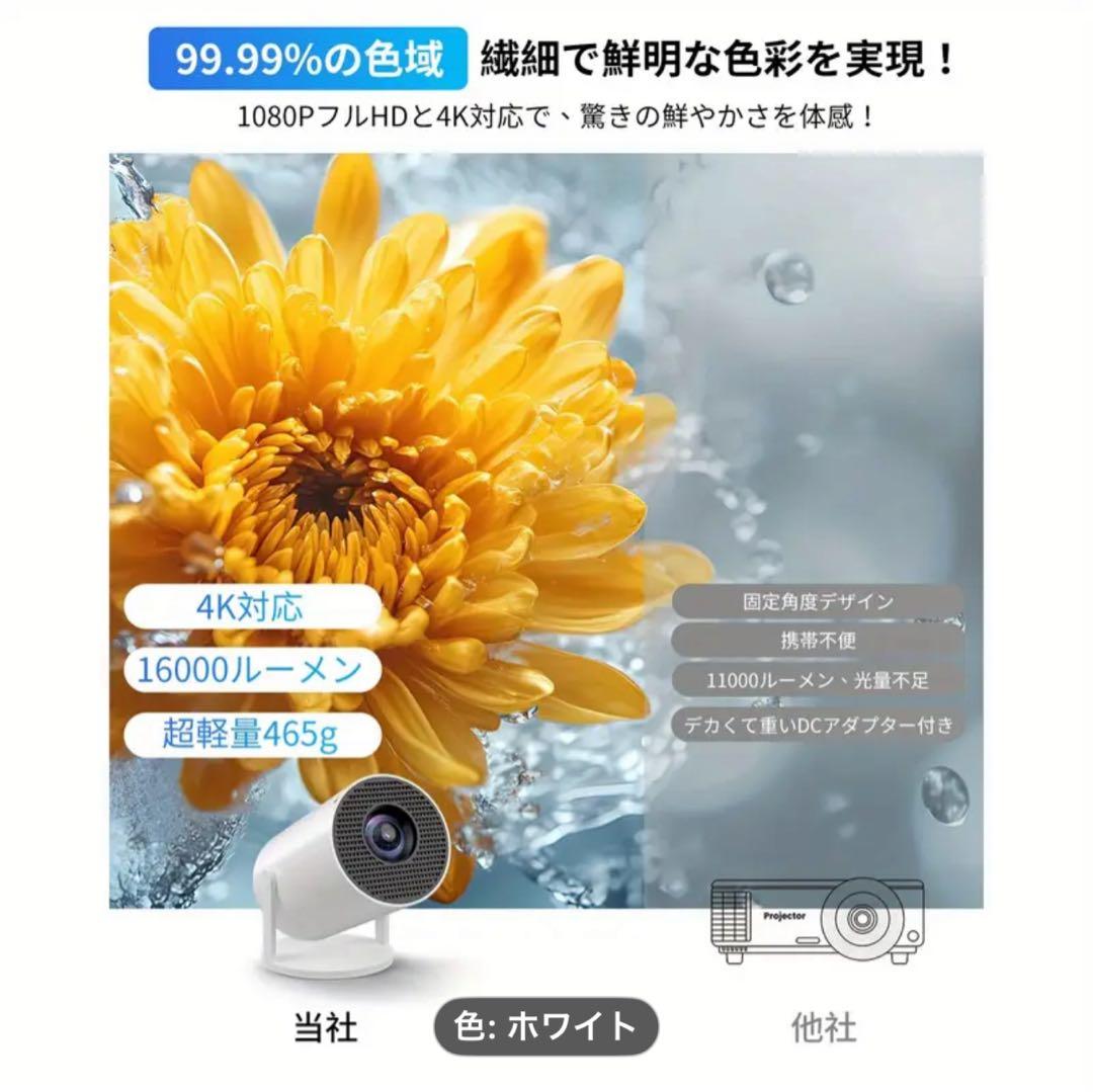 ホワイトプロジェクター 4K対応 270度回転