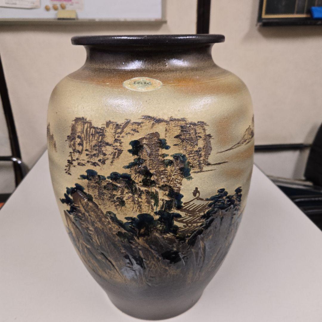 13号壺型花瓶　山水　信楽焼