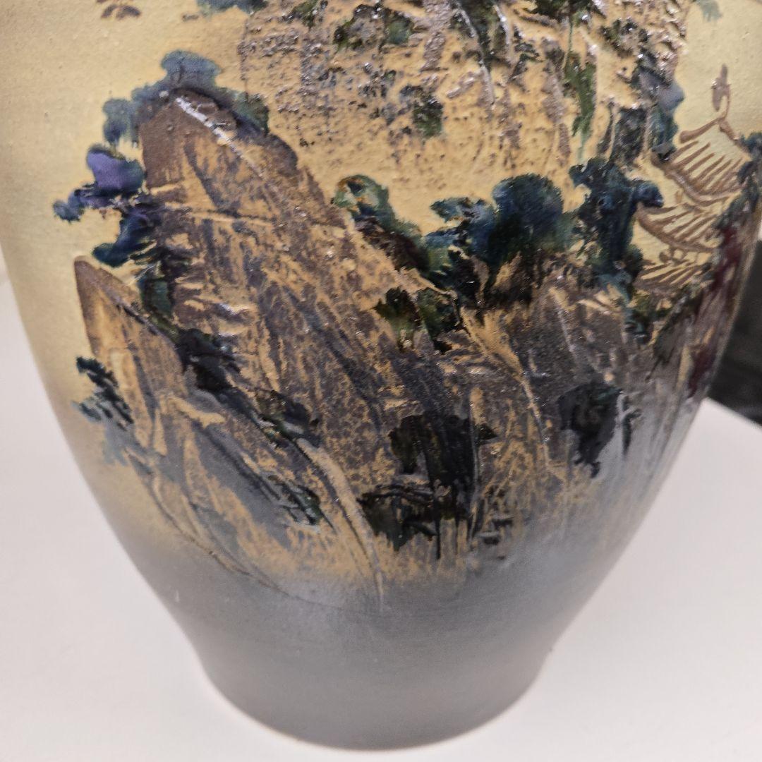 13号壺型花瓶　山水　信楽焼