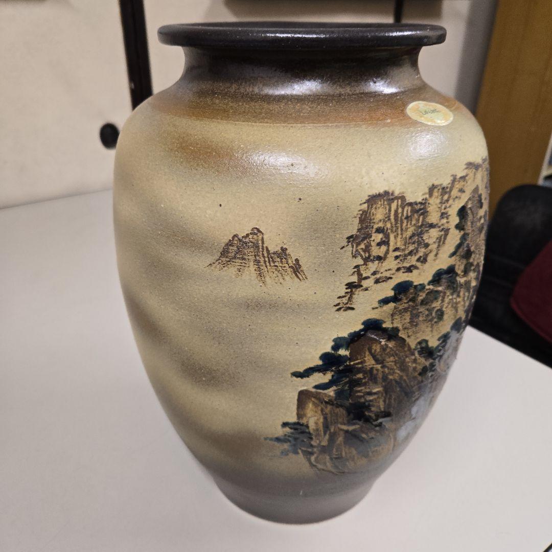 13号壺型花瓶　山水　信楽焼