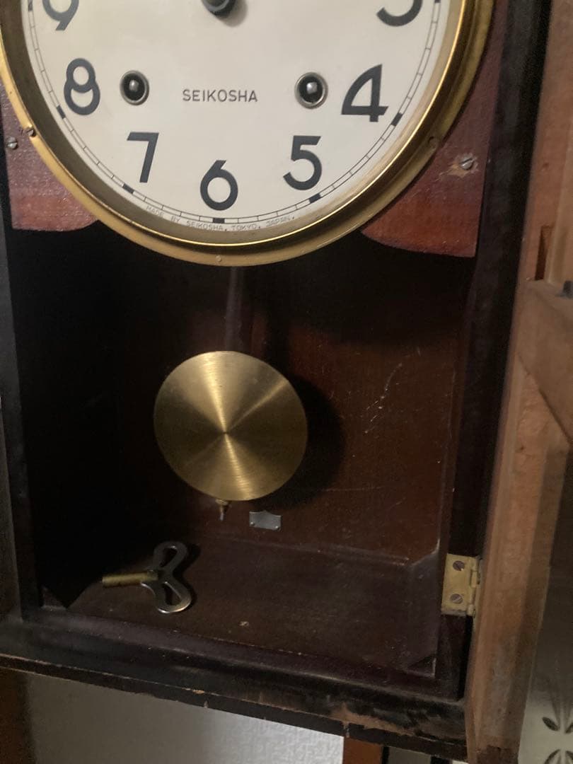 修復品 精工舎 8日巻 宮型柱時計　稼働中 廉売なので値引不可