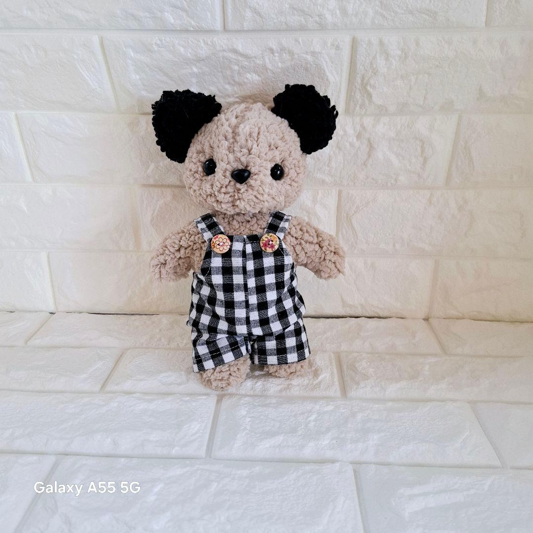 ぬいぐるみ、くま、ハンドメイド、オリジナル、サロペット