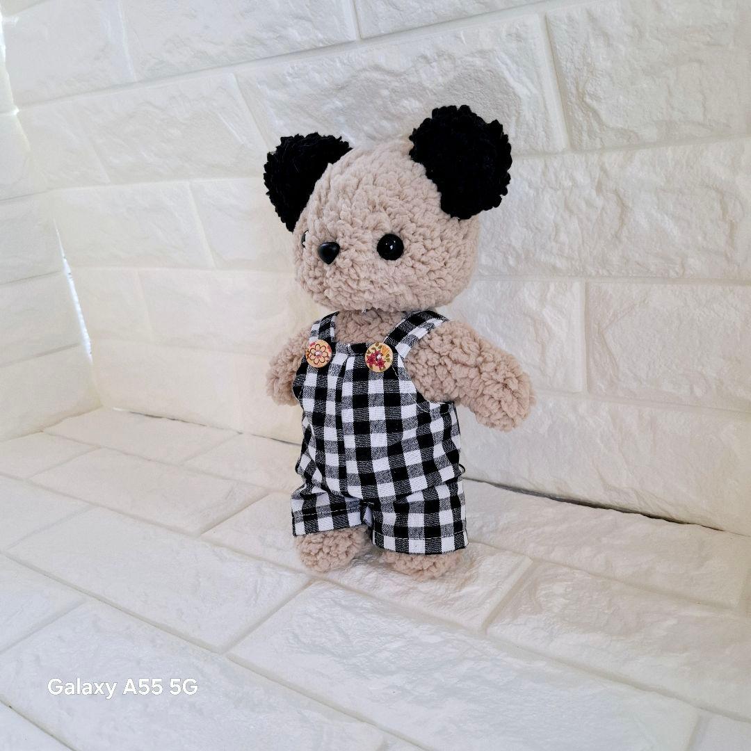 ぬいぐるみ、くま、ハンドメイド、オリジナル、サロペット