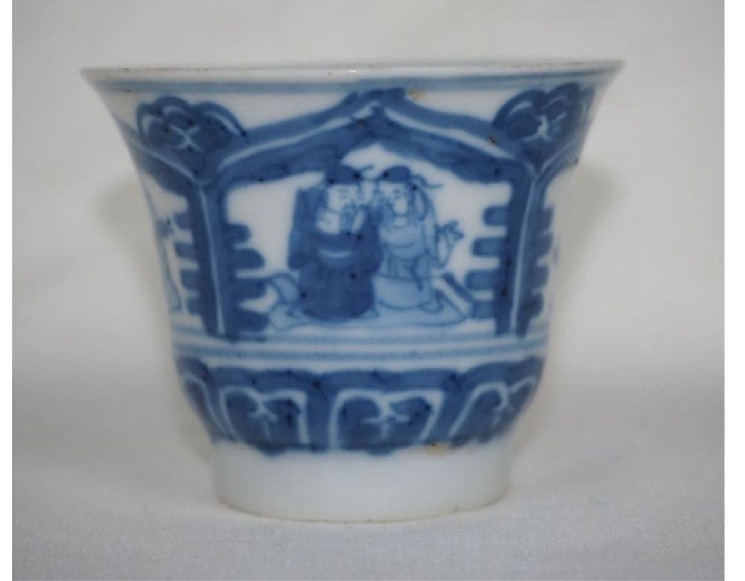送料無料　『乾隆年製』銘　染付/青花杯　口径6.1ｃｍ　中国古玩骨董