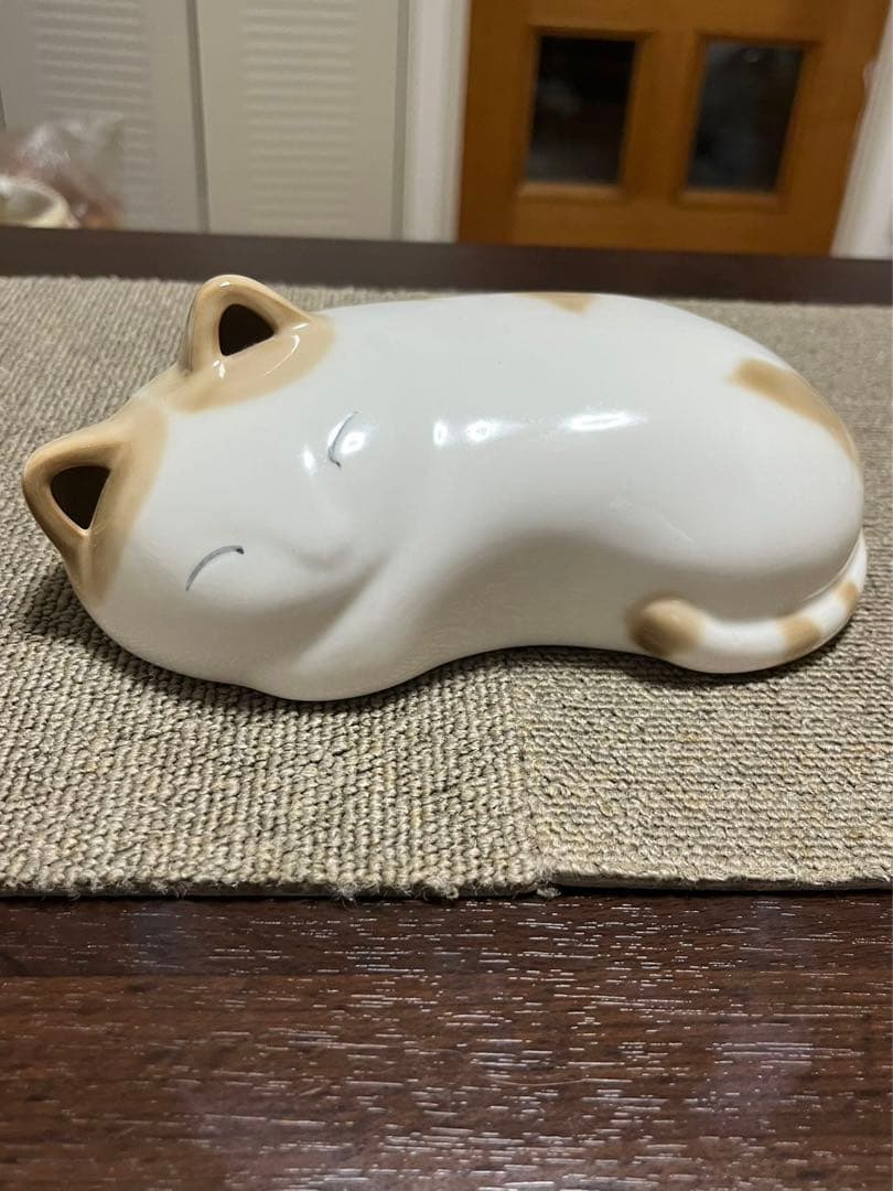 希少　吉井九二作 白三毛猫　陶器猫ちゃんの枕