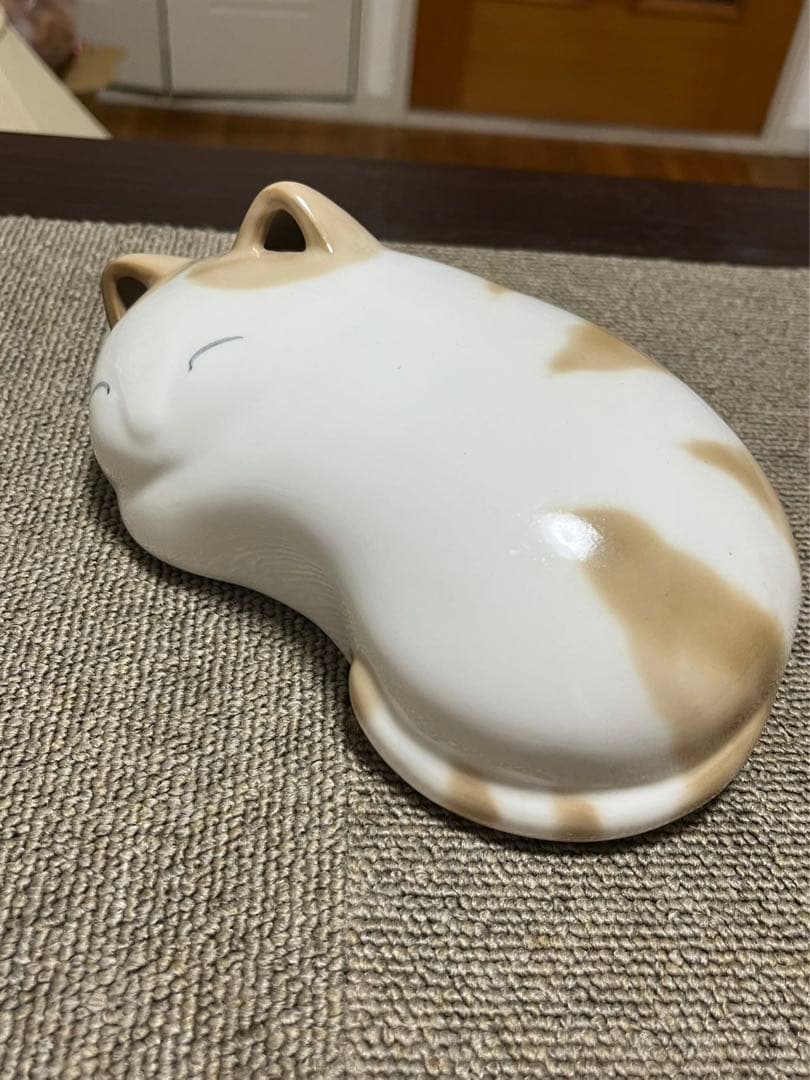 希少　吉井九二作 白三毛猫　陶器猫ちゃんの枕