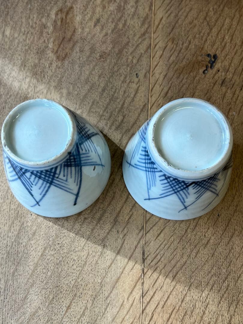 古い蕎麦猪口　そばちょこ　2個セット　湯呑み　古雑貨　アンティーク　昭和レトロ