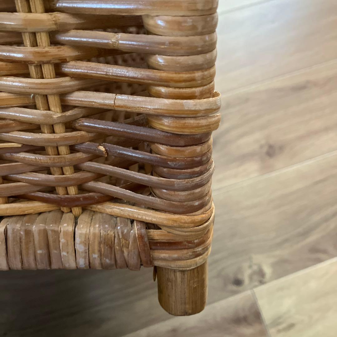 ラタンバスケット　ランドリー　籐　ラタン　蓋付き　かご　レトロ　インテリア