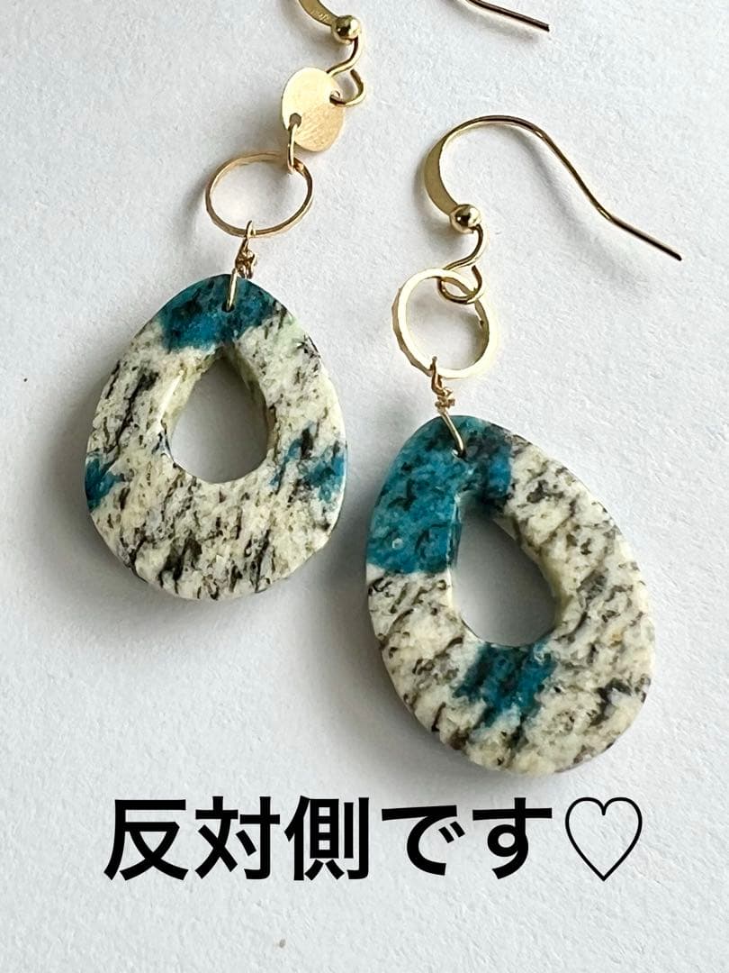 k2ジャスパー　プルメリアスクロールカービング　14kgf アシメピアス