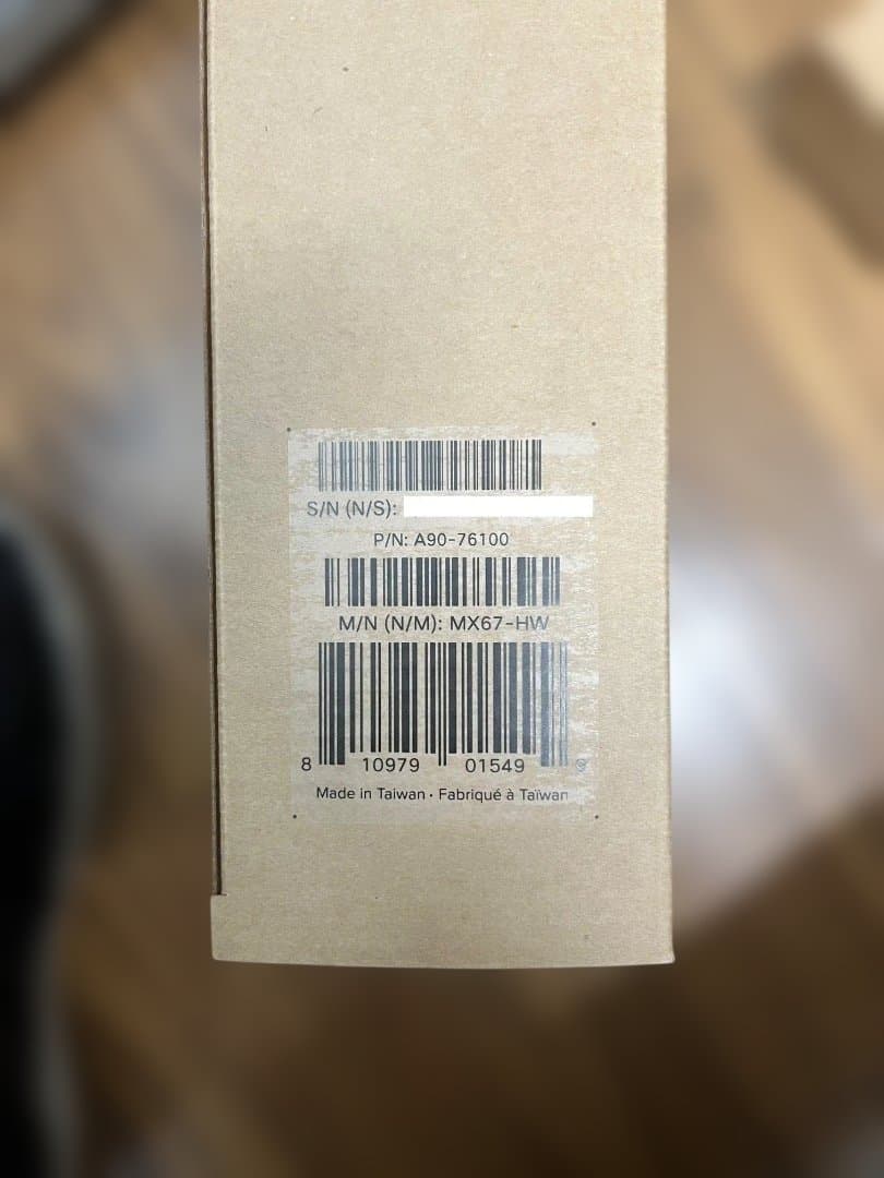 Cisco Meraki MX67-HW 有線LANルーター（純正AC紐付き）