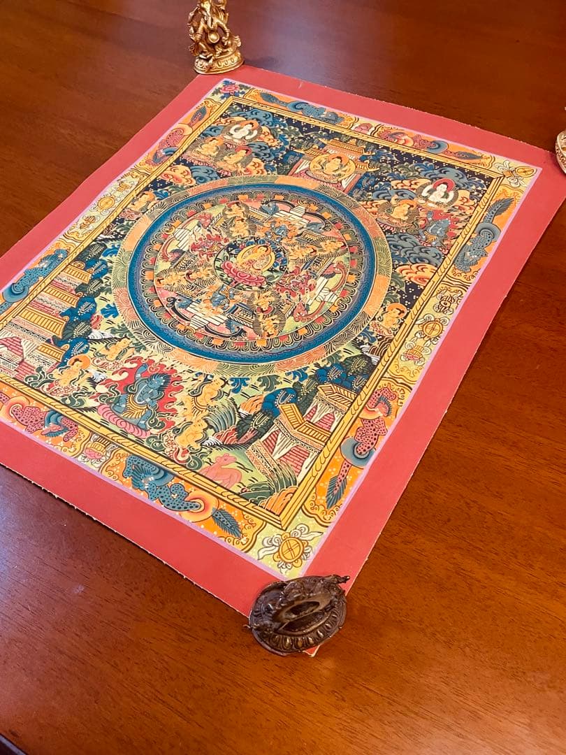 チベット密教 手描き曼荼羅（マンダラ）タンカ【新品・一点物】肉筆画 11