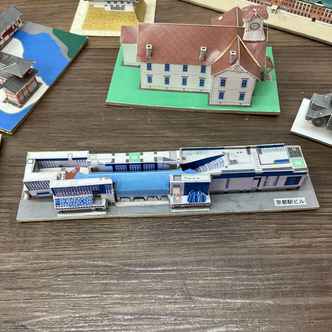 3F ペーパーモデル ミニ 完成品 日本の名所 建物 乗り物 8点セット 置物