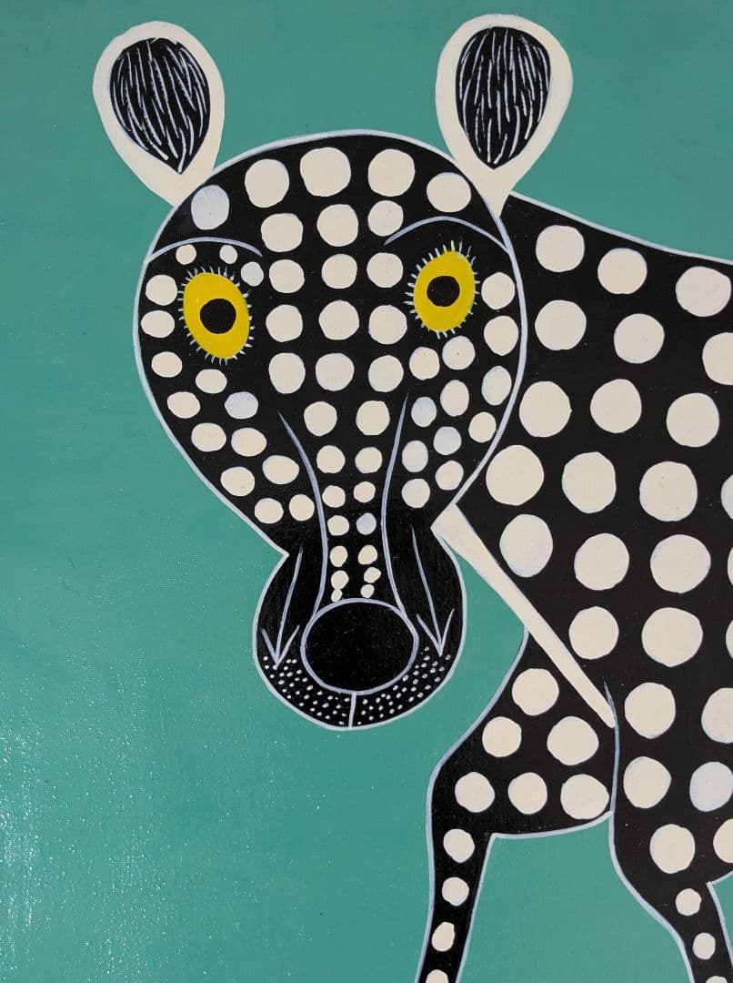 ●アフリカの絵画、ティンガティンガ、チーター、60×60cm