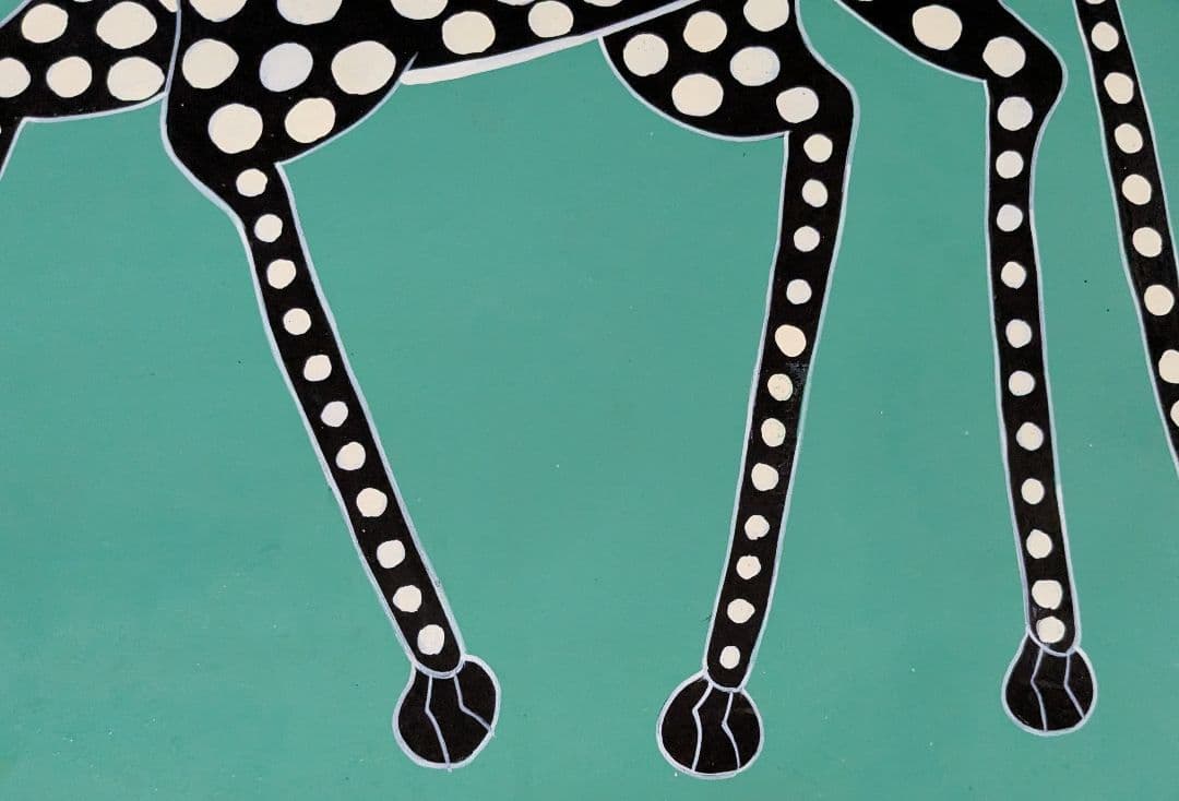 ●アフリカの絵画、ティンガティンガ、チーター、60×60cm