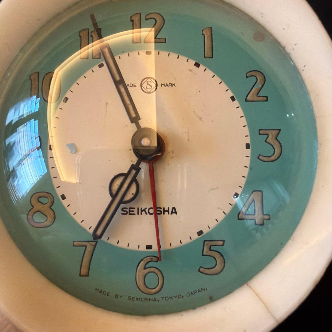 SEIKOSHAスタンド型置時計 水色　アンティーク レトロ