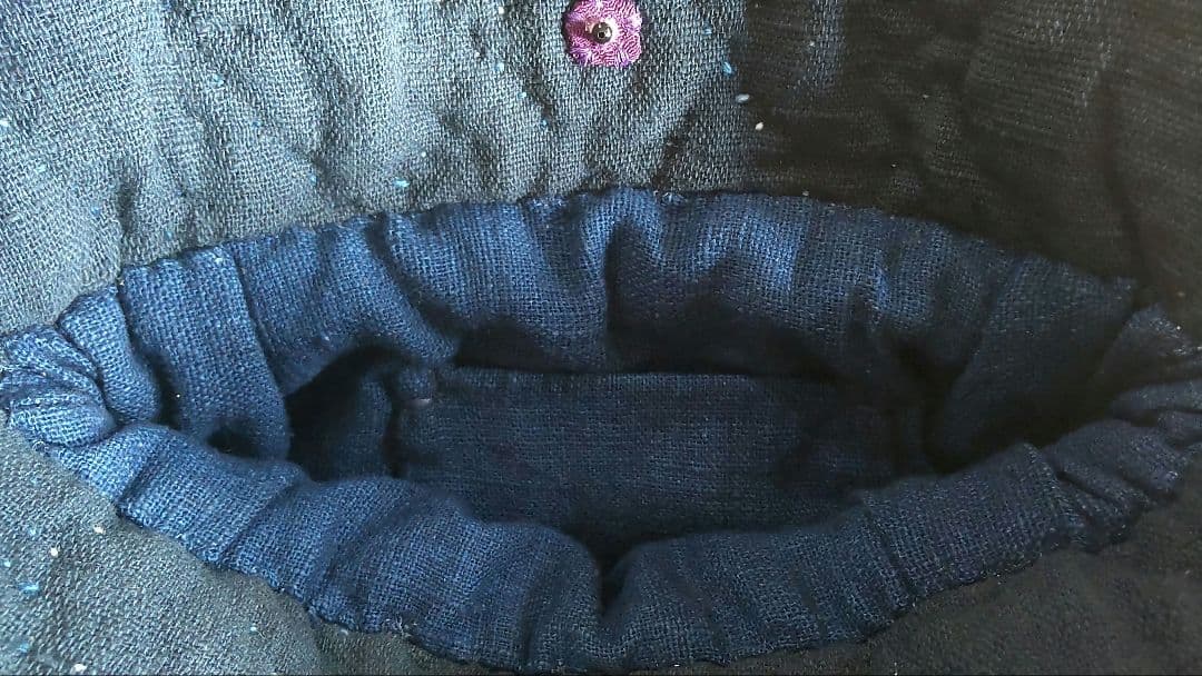 ハンドメイド バッグ 紫陽花 パッチワーク 刺し子 木綿 藍染 古布 銘仙