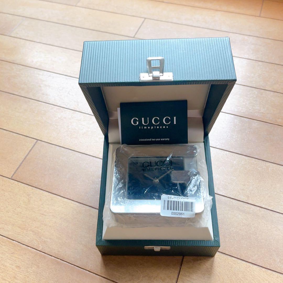 【GUCCI】グッチGカット置き時計（ジャンク）箱付 インテリアに　ブランド中古