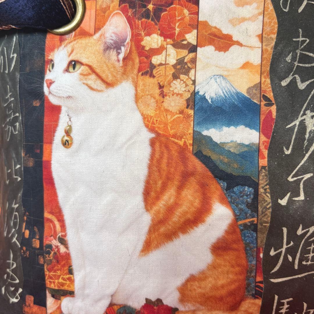 和猫 一閑張り バッグ かごバッグ ハンドバッグ 茶トラ キジトラ