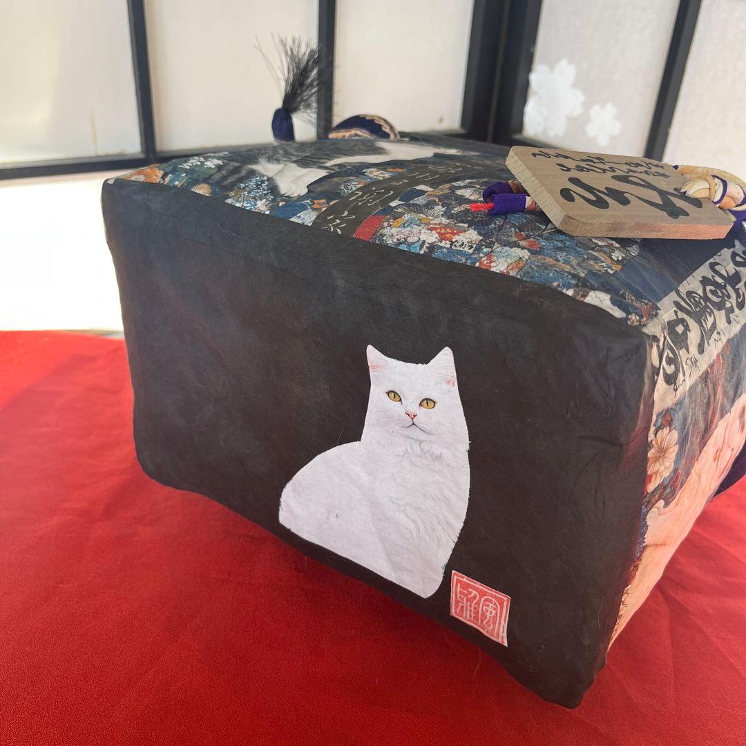 和猫 一閑張り バッグ かごバッグ ハンドバッグ 茶トラ キジトラ