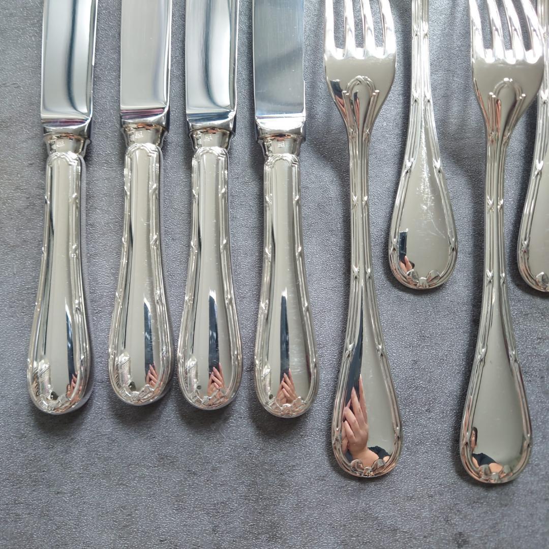 美品 クリストフル リュバン デザートサイズ ナイフ フォーク スプーン 12点