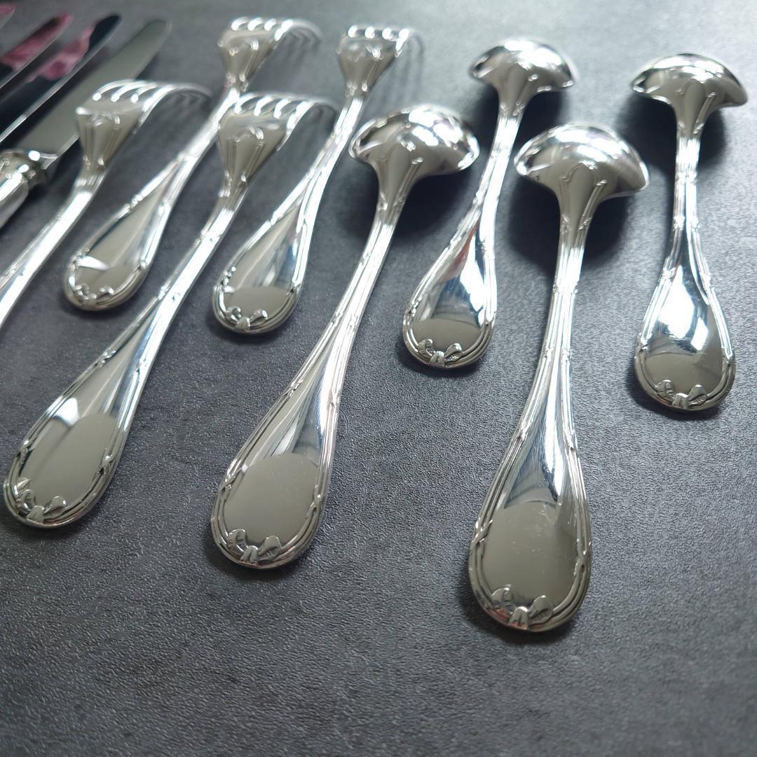 美品 クリストフル リュバン デザートサイズ ナイフ フォーク スプーン 12点