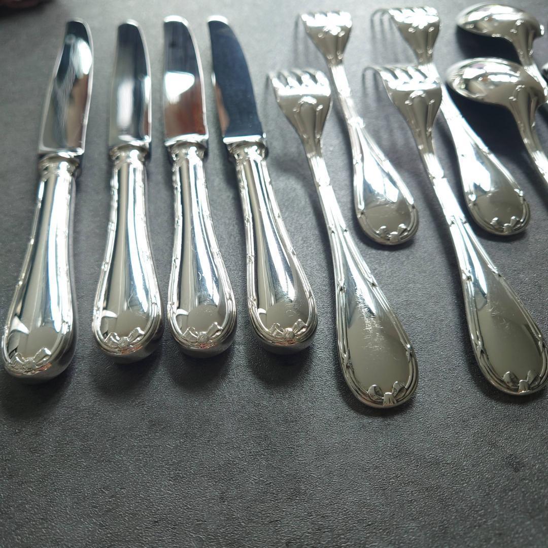 美品 クリストフル リュバン デザートサイズ ナイフ フォーク スプーン 12点