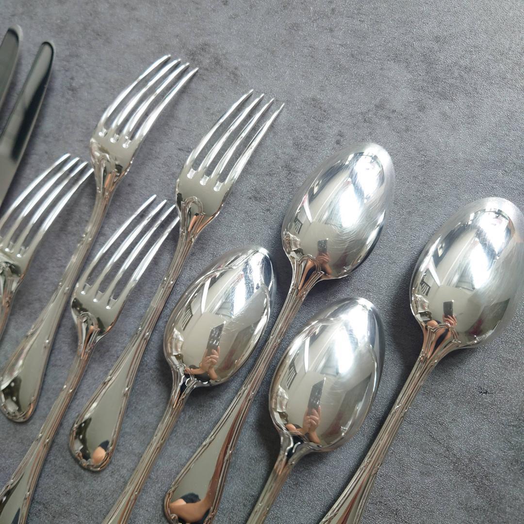 美品 クリストフル リュバン デザートサイズ ナイフ フォーク スプーン 12点