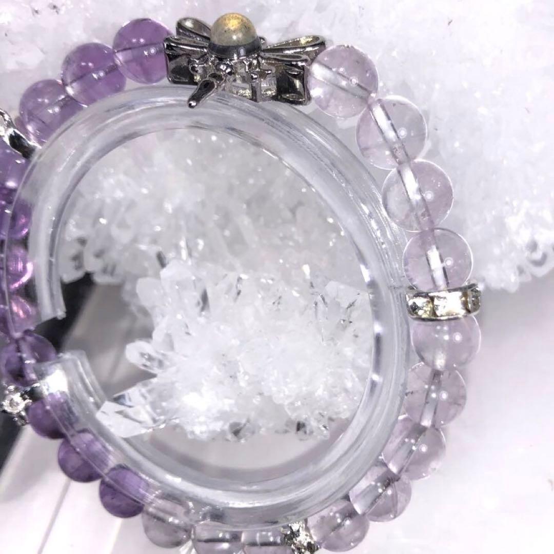 アクセサリー　天然石　デザインブレスレット　アメトリン　トンボ　ミツバチ