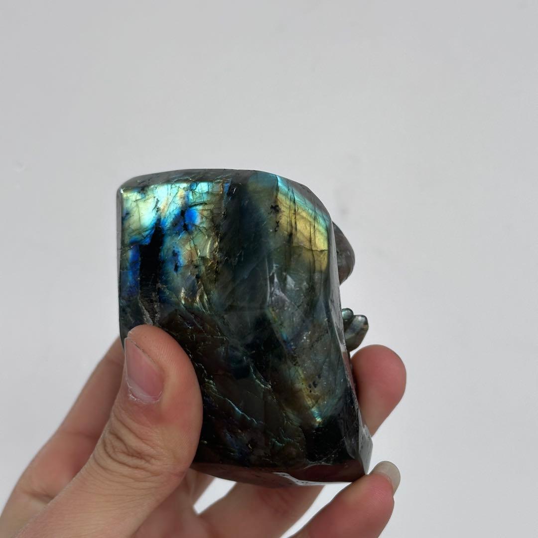 天然石ラブラドライトの九尾狐　置物　ご購入前に在庫確認必要G.904