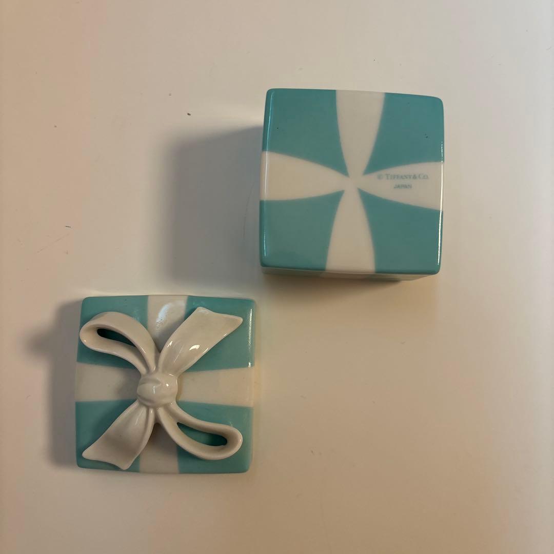 ティファニー　ミニブルー ボウボックス 陶器 小物入れ 美品 Tiffany