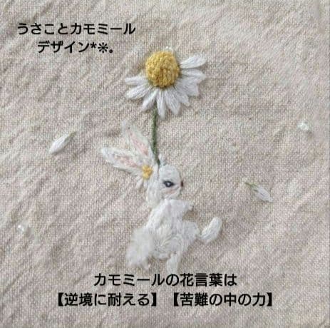 手刺繍入あずき/小豆のアイピロー【うさことカモミール】