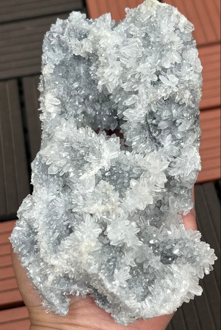 天然両面水晶クラスター　フラワー状　高品質　パワーストーン　浄化　鉱物　台座付