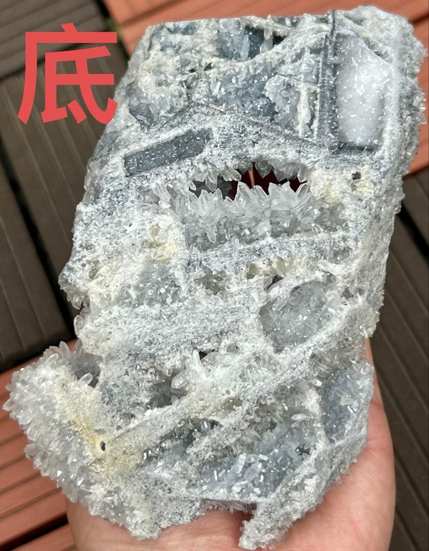 天然両面水晶クラスター　フラワー状　高品質　パワーストーン　浄化　鉱物　台座付